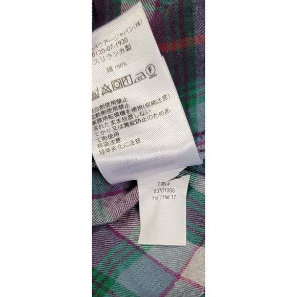 Eddie Bauer Button Down Flannel Women's S Petie Plaid Purple & Green 100% Cotton - Picture 15 of 15